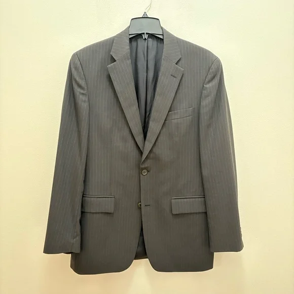 John Varvatos Gray Pinstripe Worsted Wool Sullivan Suit Jacket Blazer Size 40R/M